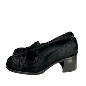 Barbara Bui Pony Hair Loafer Block Heels 38E, Y2K